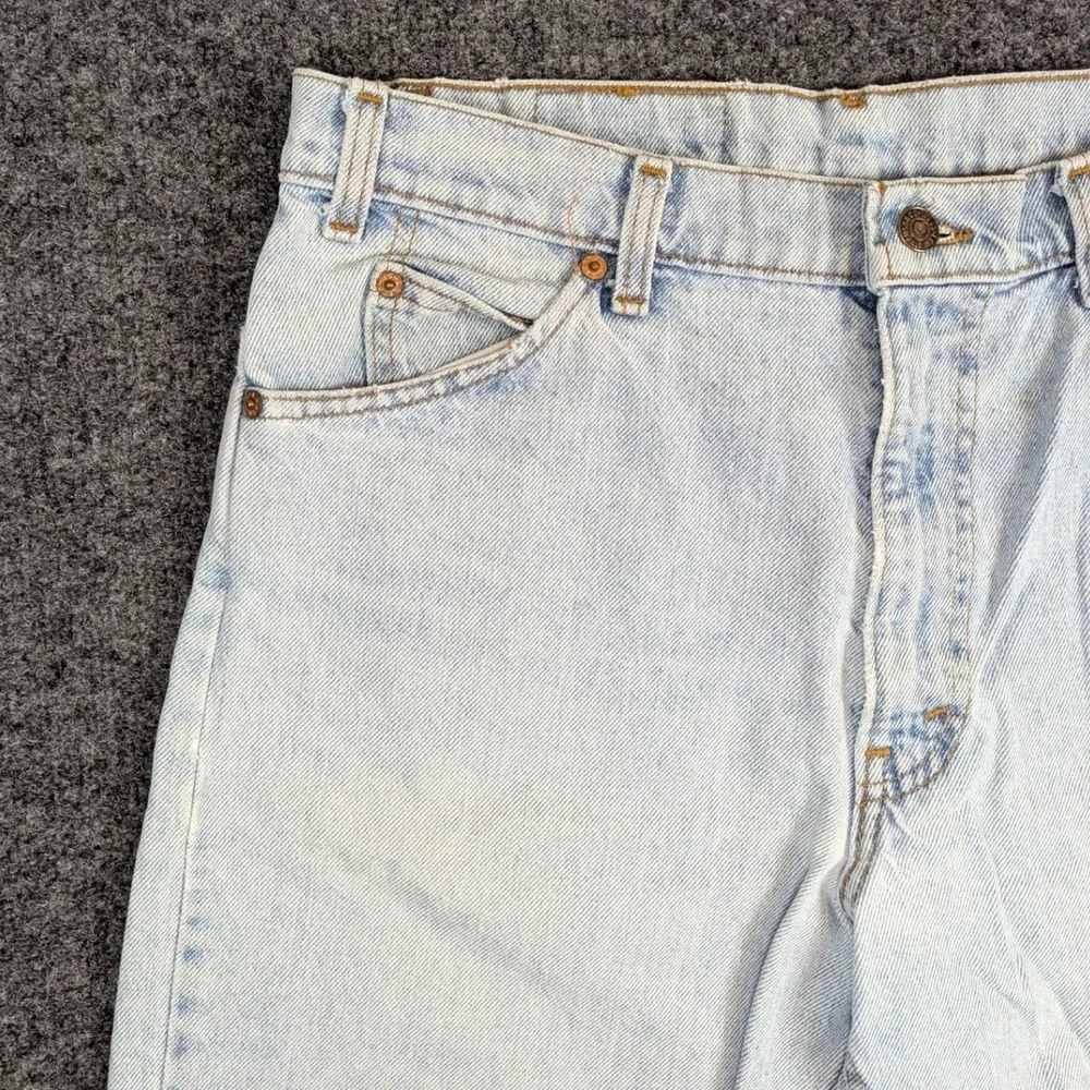 Vintage Levis 550 Relaxed Fit Denim Shorts Light Wash Orange Tab Mens 34 Blue